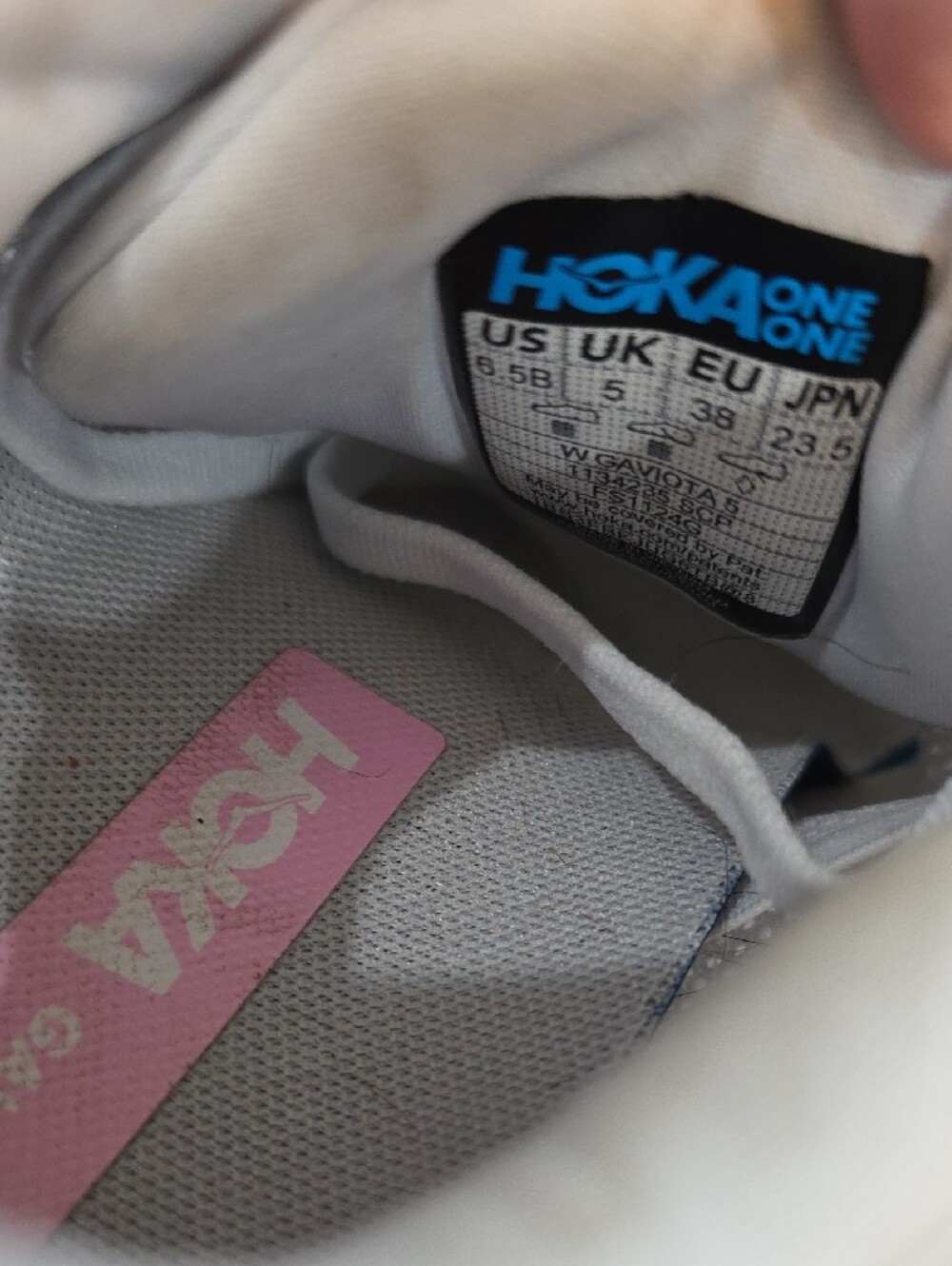 Hoka Gaviota 5 Women's White and Light Pink Running Shoes Size 6.5 - Picture 10 of 11